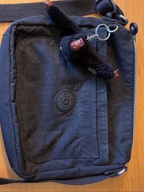 Kipling Black Crossbody Messenger Bag with Monkey Keychain
